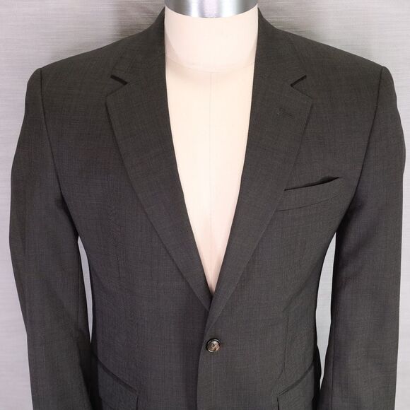 Jos A Bank Sport Coat Mens 41R Wool Gray Micro Plaid Lined Jacket Blazer - Picture 8 of 16